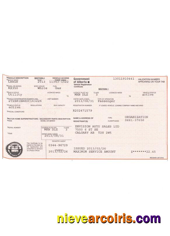 Canada Alberta car title version 2